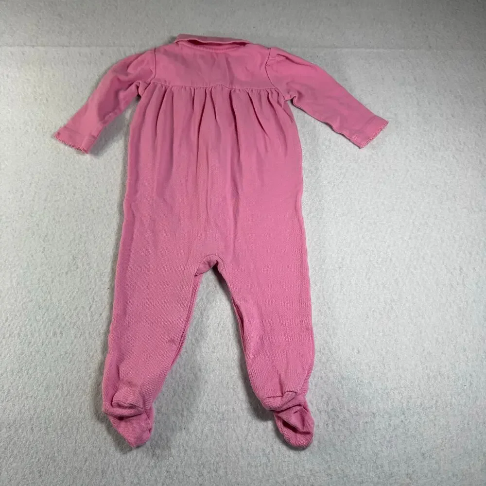 Ralph Lauren Baby 9M Lot of 2 Pink One Piece Outfits 1 footed and 1 Non footed